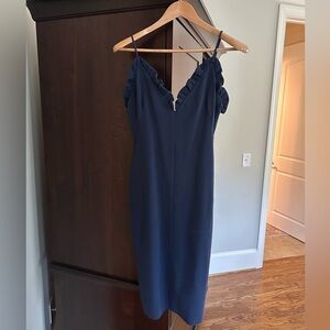 Navy knee-length dress, size 4. Brand: Black Halo from Anthropologie